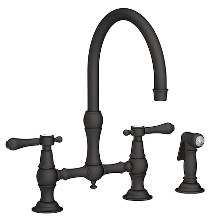 Newport Brass Kitchen Bridge Faucet With Side Spray in Flat Black 9458-56